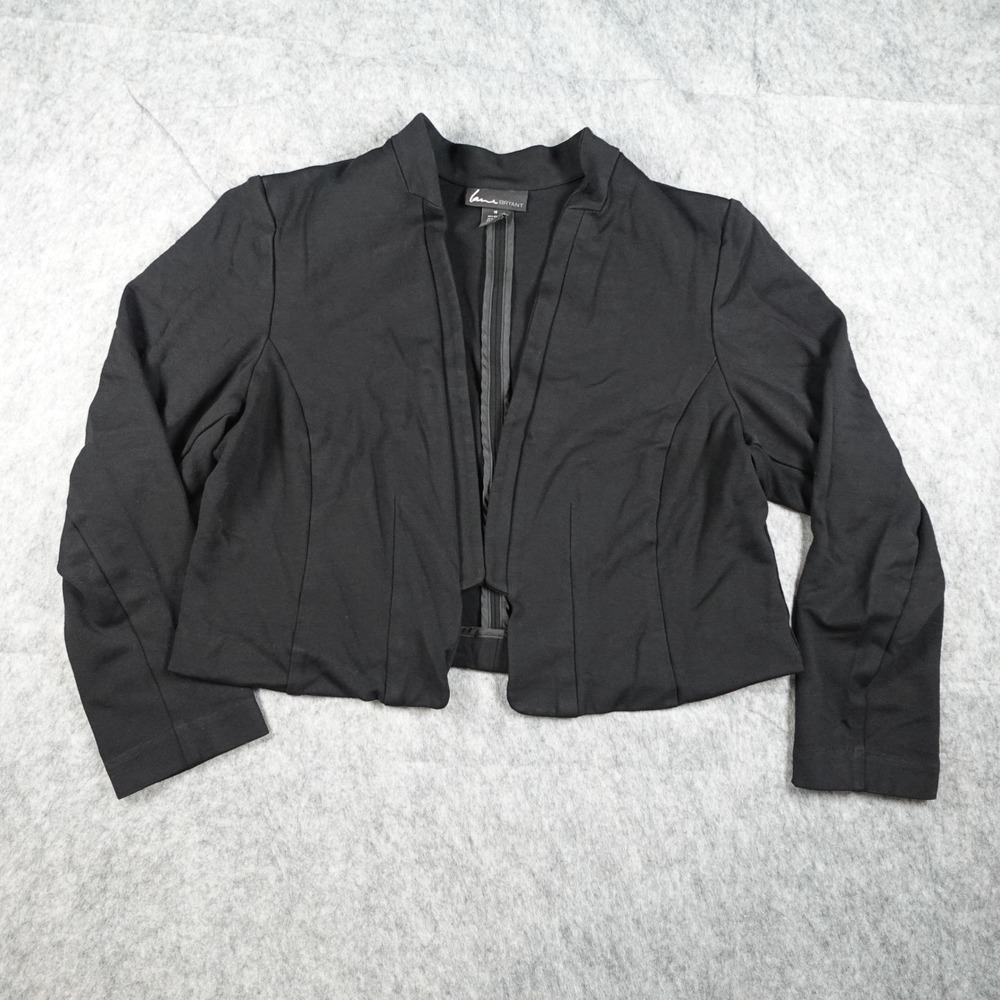 Lane Bryant Jacket Womens 18 Black Open Front Cropped Knit Long Sleeve‎ Blazer